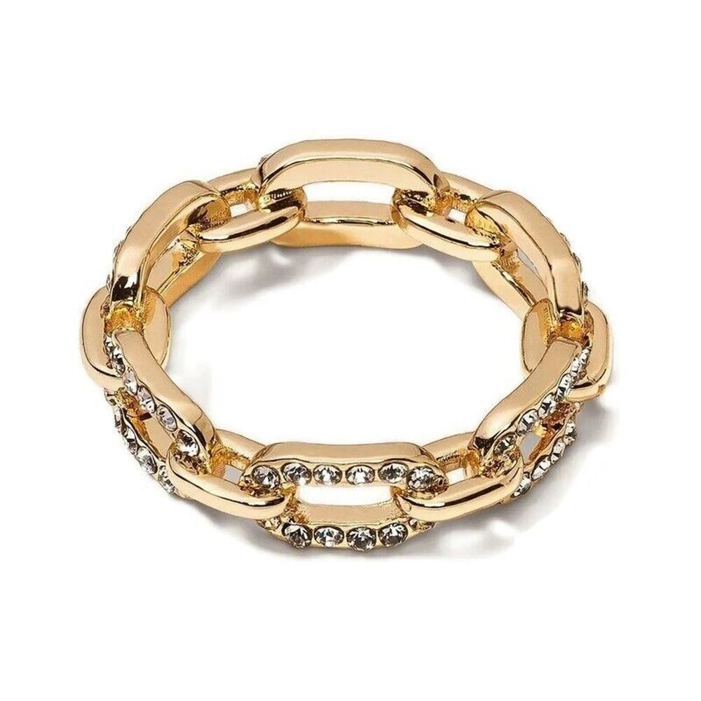 NEW SUGARFIX by BaubleBarโ Crystal Chain Link Ring Band Ring Size 8 Gold Color